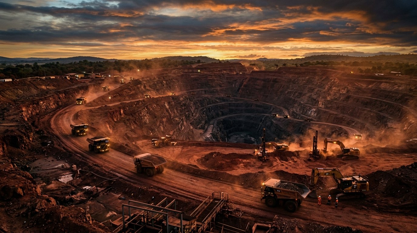Mining operations at golden hour